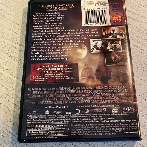 PIRATES OF THE CARIBBEAN DVD SET - Three DVD Set - Picture 7 of 7